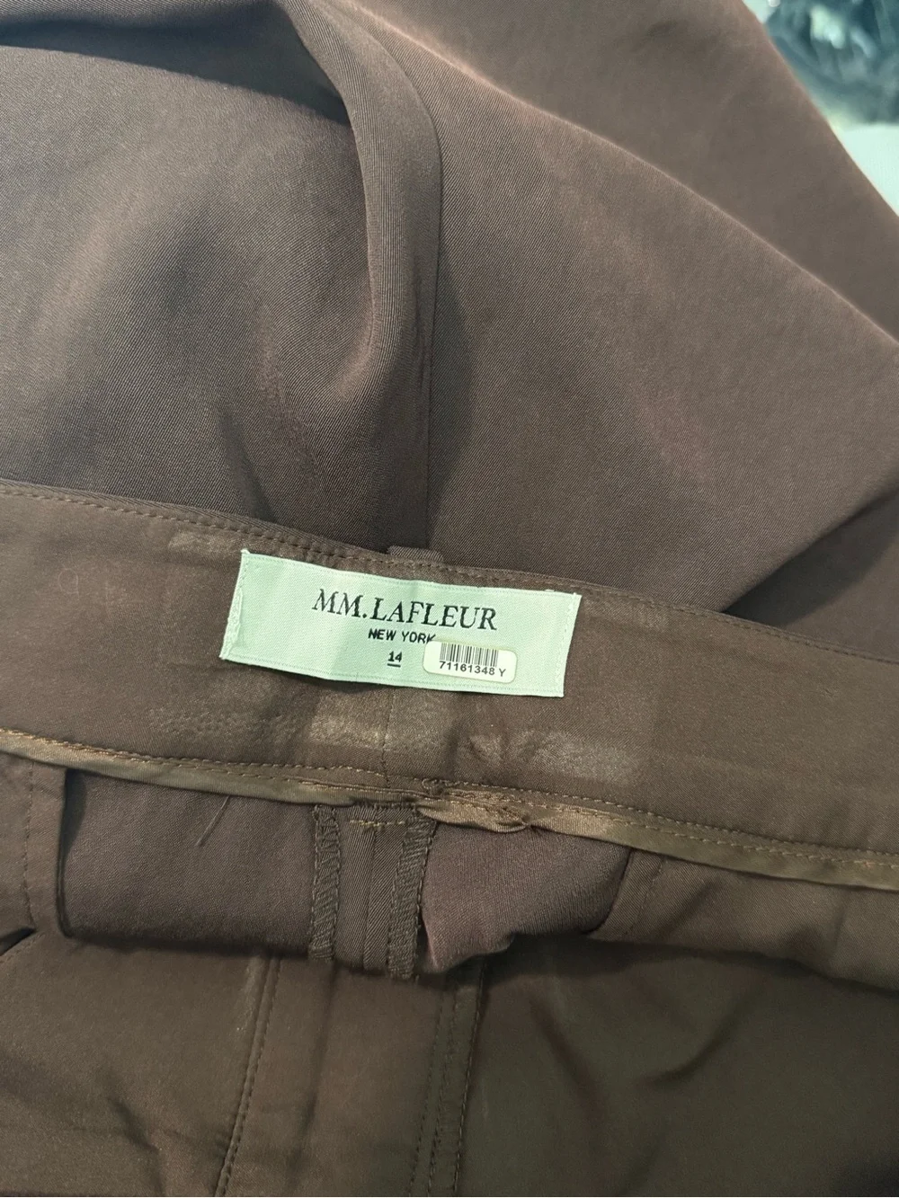 MM.LaFleur  Dress Pants Womens 14 Quiet Luxury Workwear Trousers  Brown/Burgundy